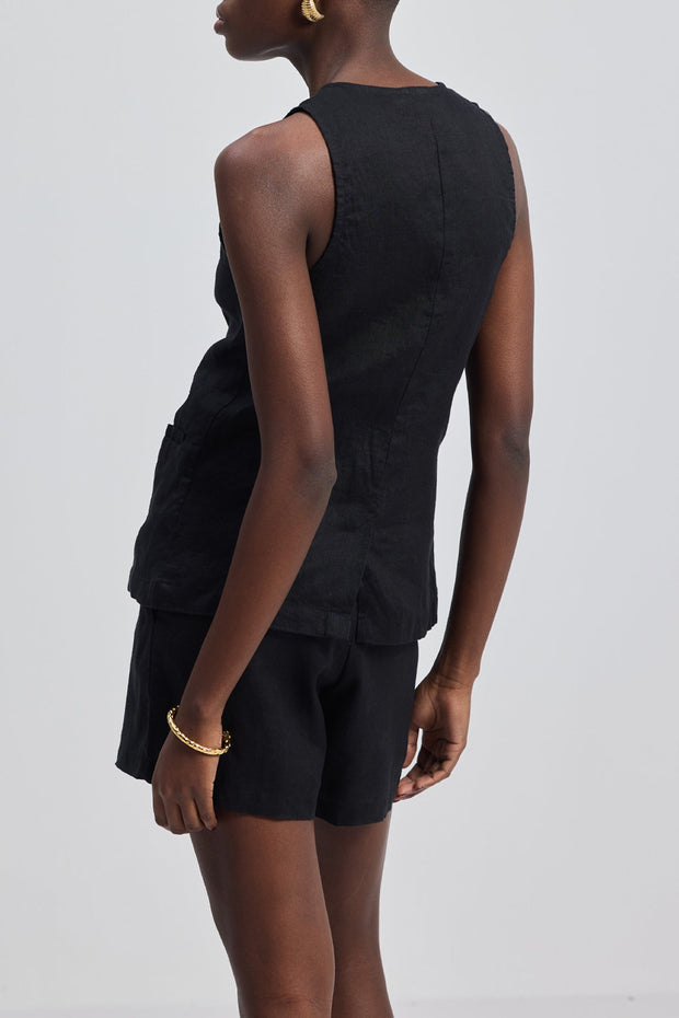 Reistor Hemp Vest Jacket Set in Black