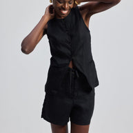 Reistor Hemp Vest Jacket Set in Black