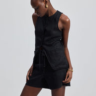Reistor Hemp Vest Jacket Set in Black