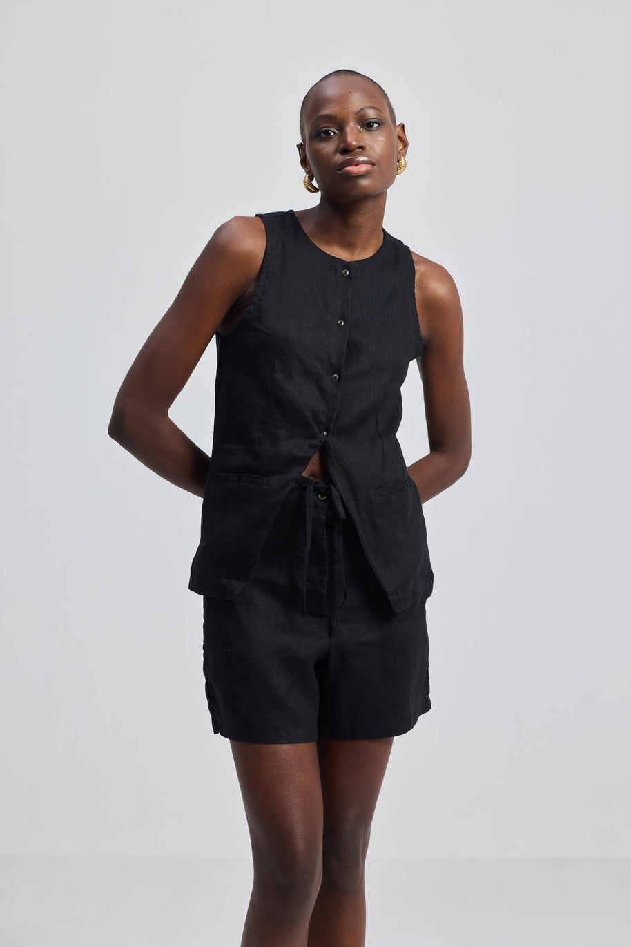 Reistor Hemp Vest Jacket in Black