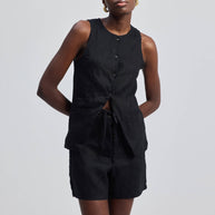 Reistor Hemp Vest Jacket in Black