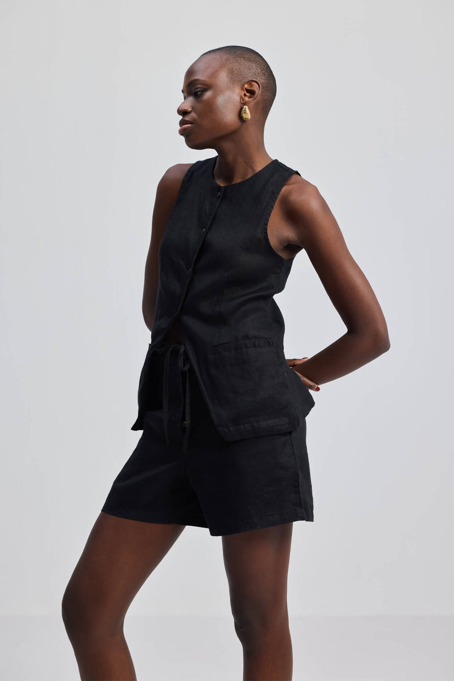 Reistor Hemp Vest Jacket in Black
