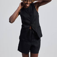 Reistor Hemp Vest Jacket in Black