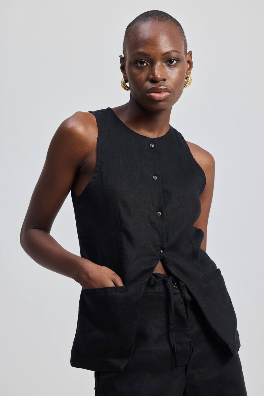 Reistor Hemp Vest Jacket in Black