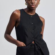 Reistor Hemp Vest Jacket in Black