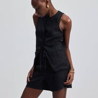 Reistor Hemp Vest Jacket in Black