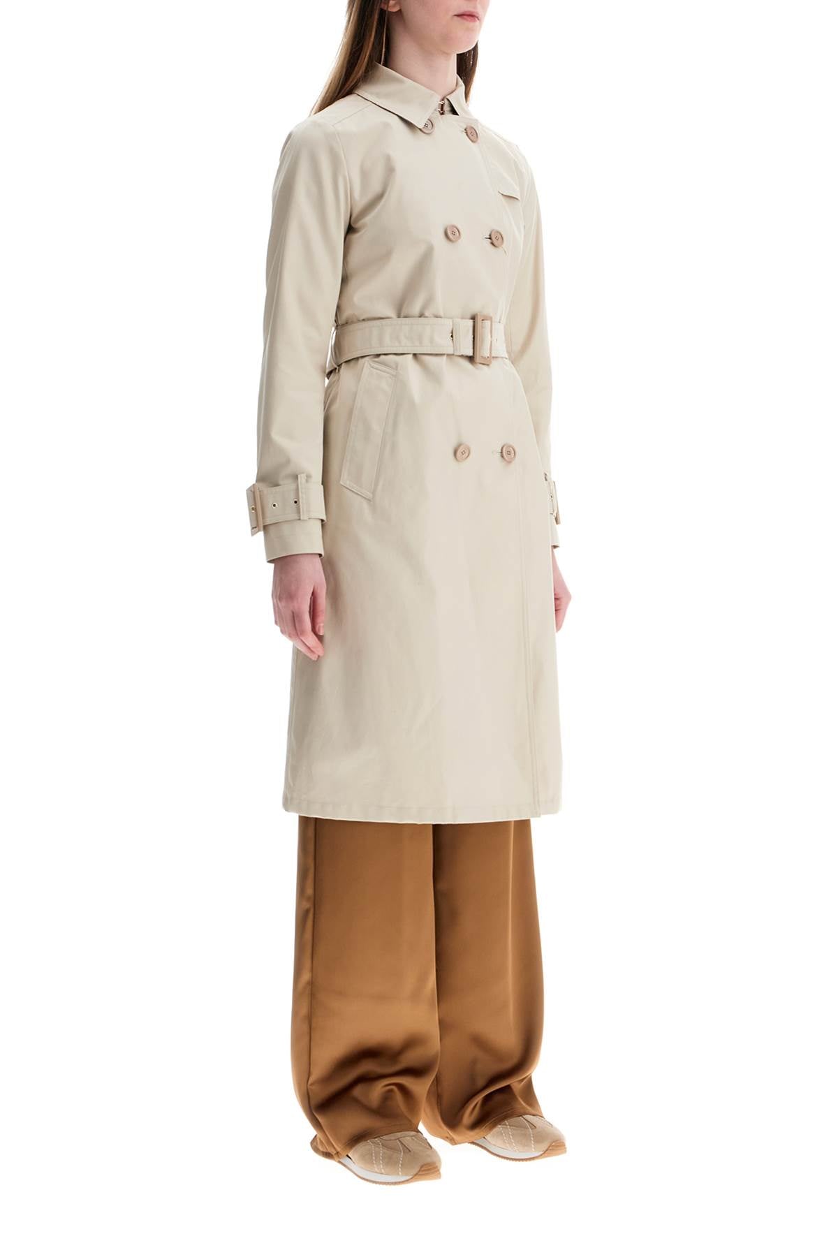 HERNO Delon Beige Cotton Double-breasted Trench Coat With Adjustable Sleeves