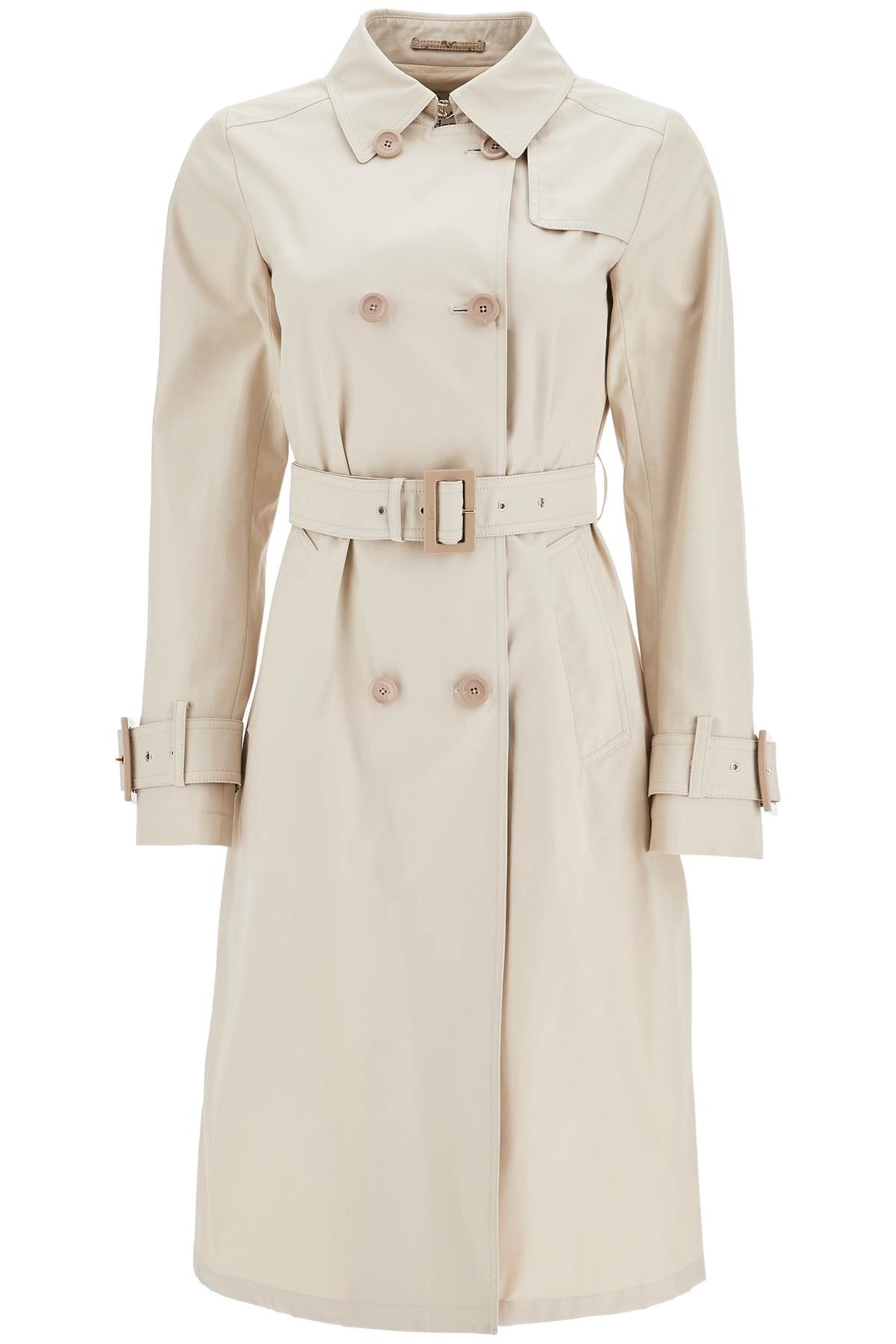 HERNO Delon Beige Cotton Double-breasted Trench Coat With Adjustable Sleeves