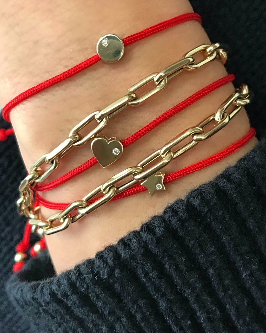 Zoe Lev 14k Gold Star With Diamond Fortune Bracelet