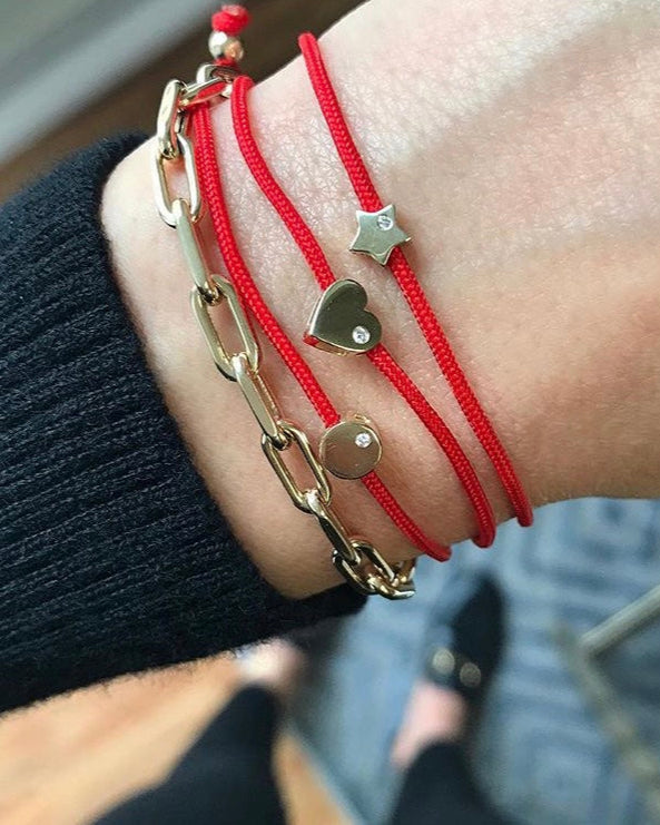 Zoe Lev 14k Gold Star With Diamond Fortune Bracelet
