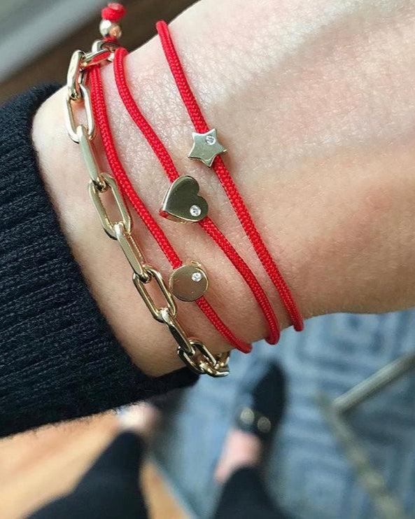 Zoe Lev 14k Gold Heart With Diamond Fortune Bracelet