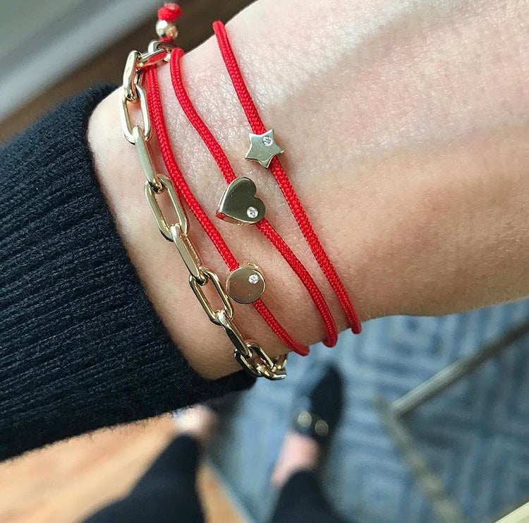 Zoe Lev Heart With Diamond Fortune Bracelets - Mommy + Me