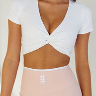 Astoria LIVE LUXE Front Crossed Quarter-Sleeve Crop - White