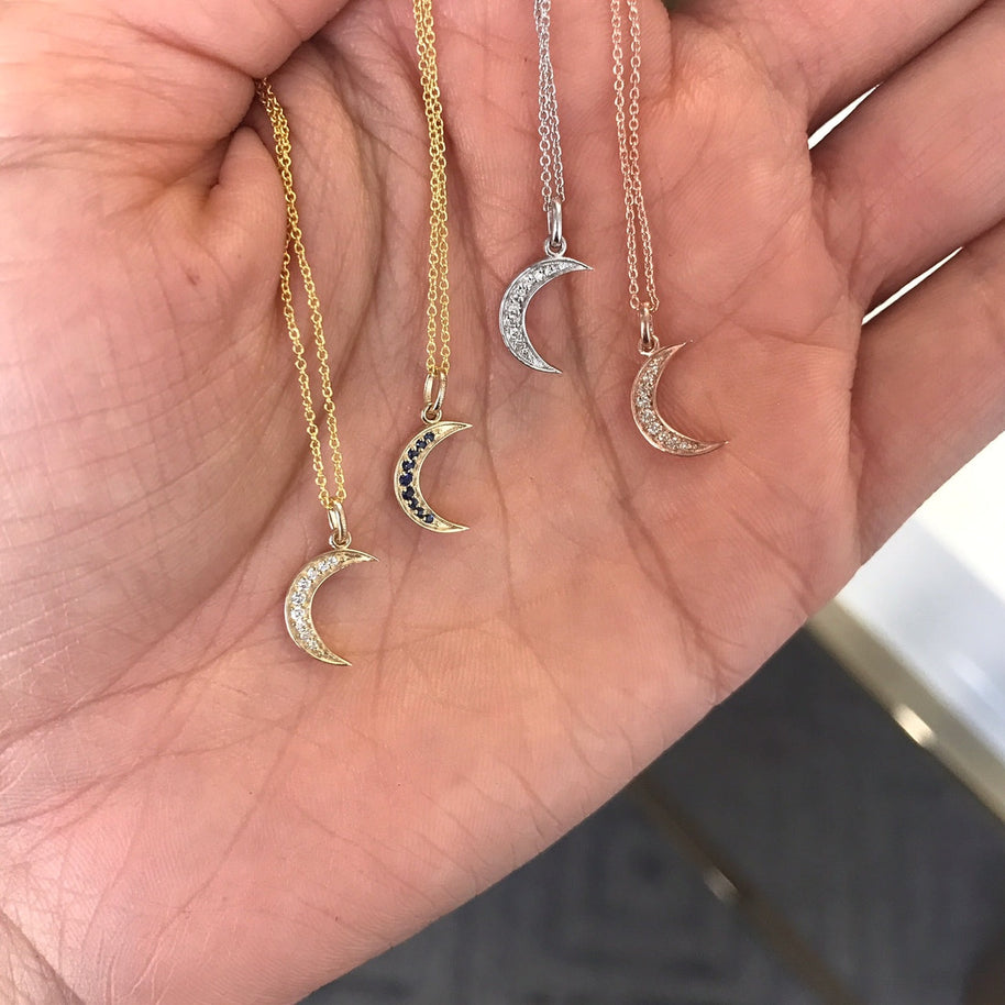 Zoe Lev Diamond Moon Necklace