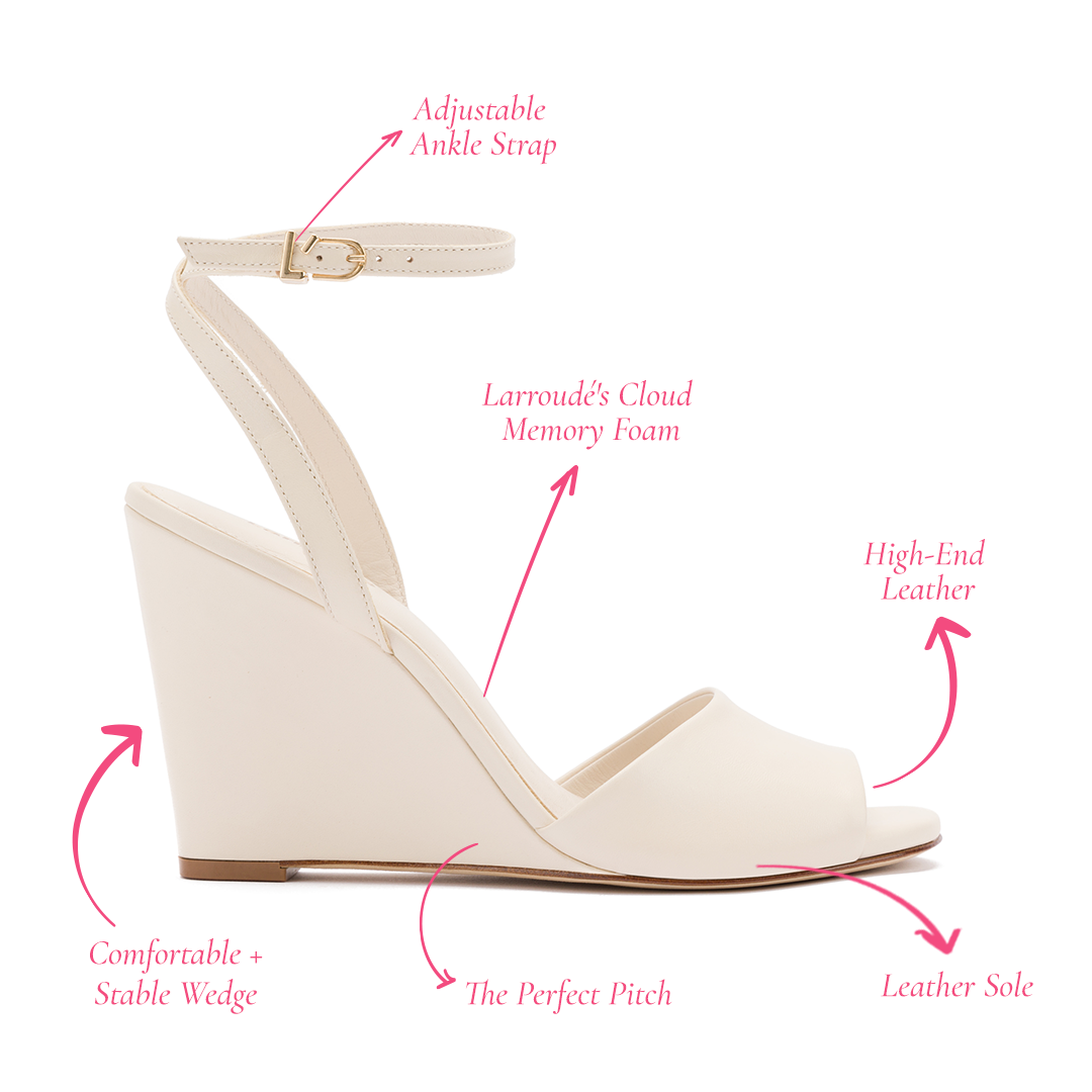 Larroude Yves Wedge In Ivory Leather