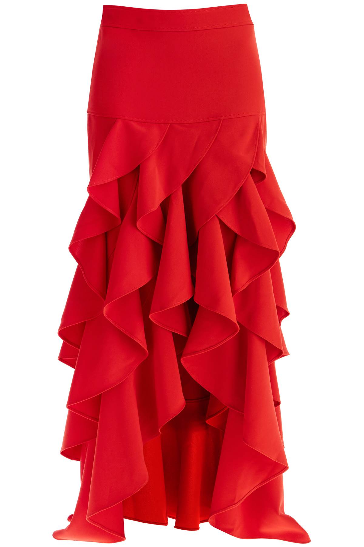 Moschino Stretch Crepe Ruffle Maxi Skirt