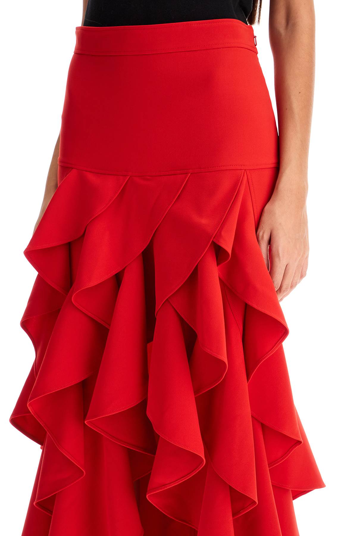 Moschino Stretch Crepe Ruffle Maxi Skirt