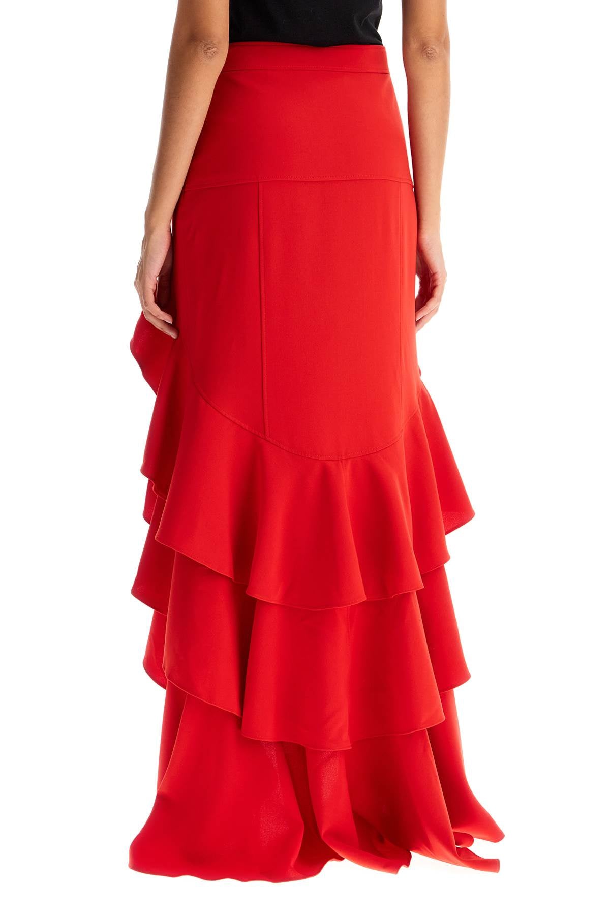 Moschino Stretch Crepe Ruffle Maxi Skirt