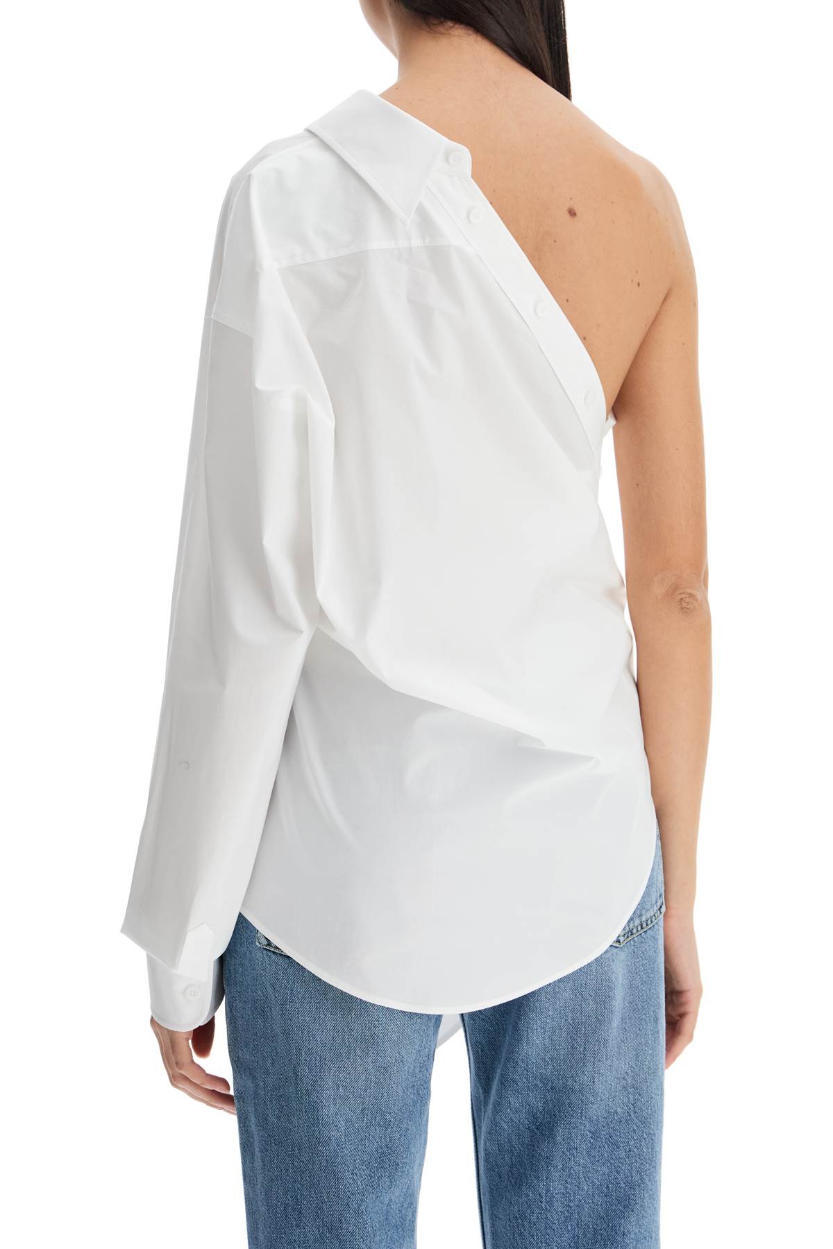 Moschino One-Shoulder Poplin Stretch Top