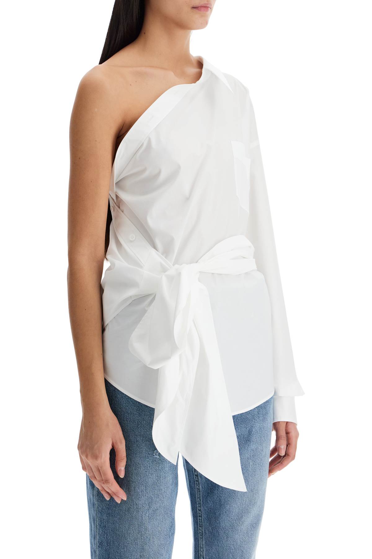 Moschino One-Shoulder Poplin Stretch Top