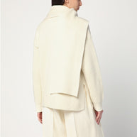 Jil Sander Ivory Sweater In Wool With Scarf