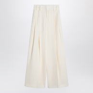 Jil Sander Wide Cream Trousers In Silk Blend