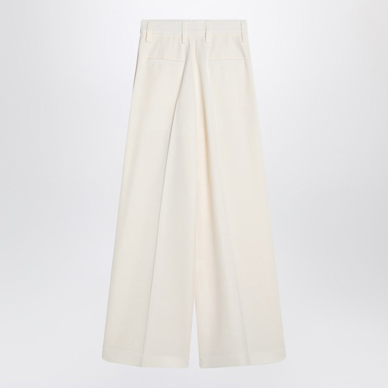 Jil Sander Wide Cream Trousers In Silk Blend