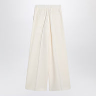 Jil Sander Wide Cream Trousers In Silk Blend