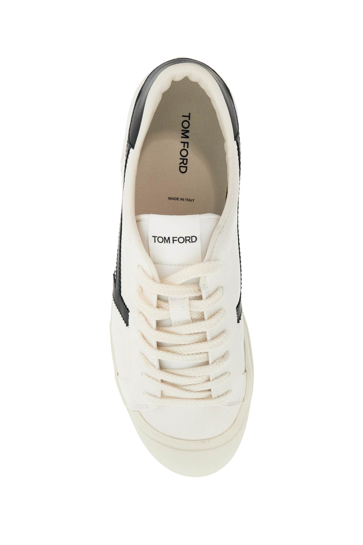 Tom Ford White Low Top Leather Sneakers With Velcro