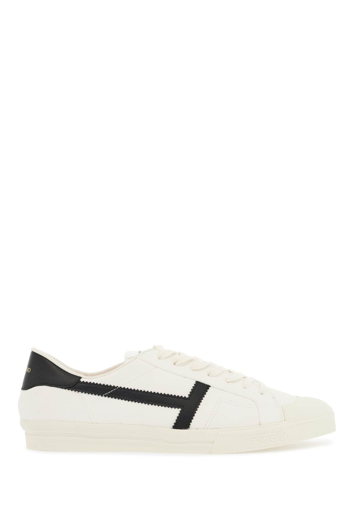 Tom Ford White Low Top Leather Sneakers With Velcro