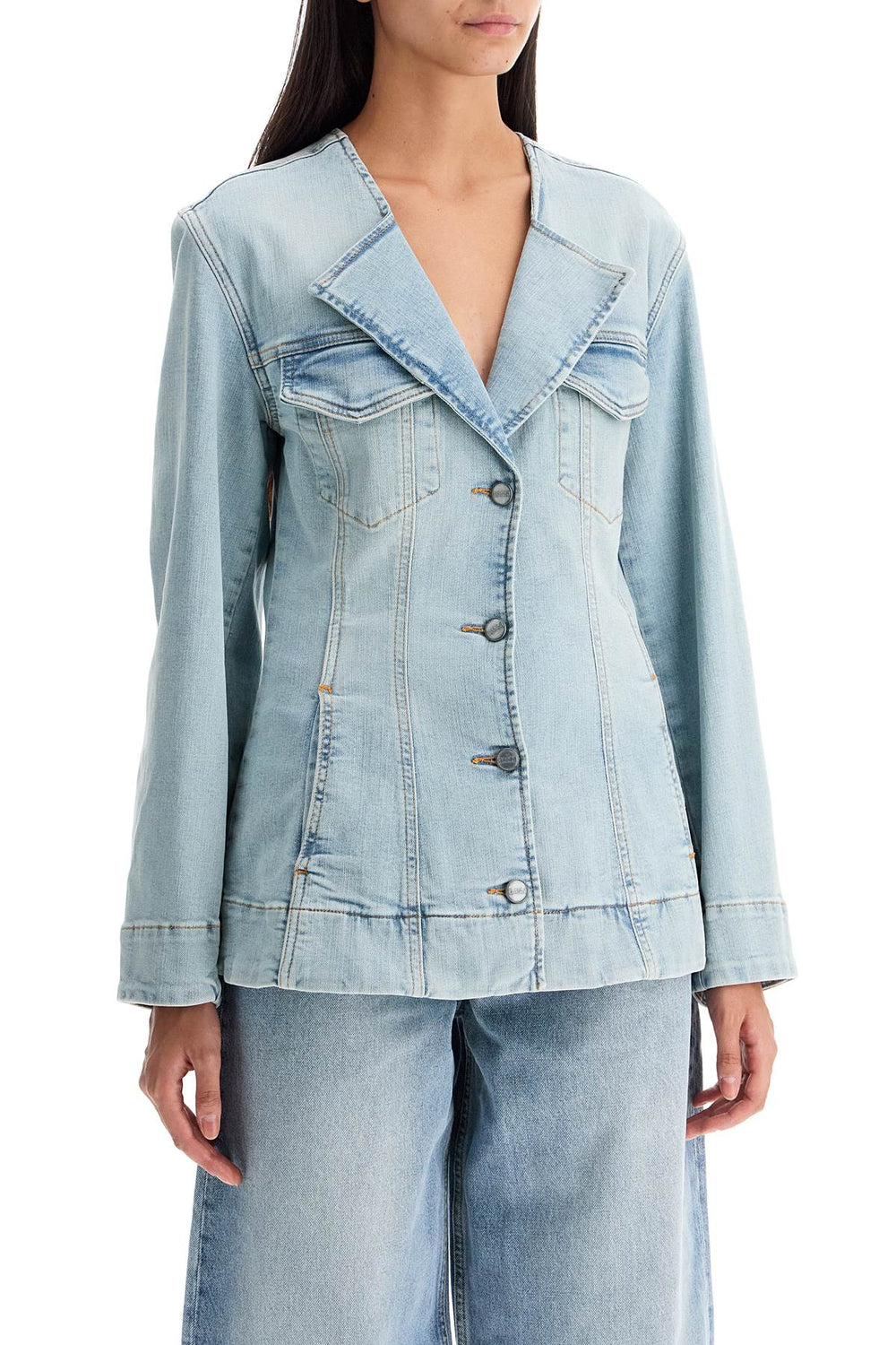 Ganni Stretch Denim Blazer