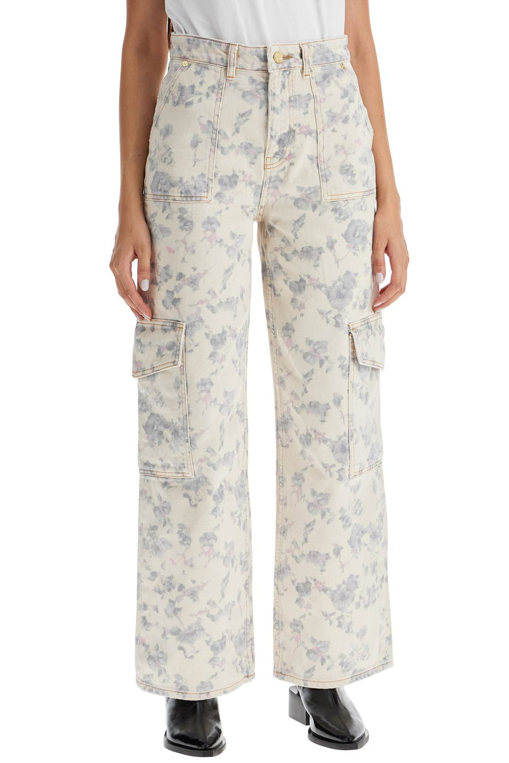 Ganni Printed Floral Print Cargo Jeans