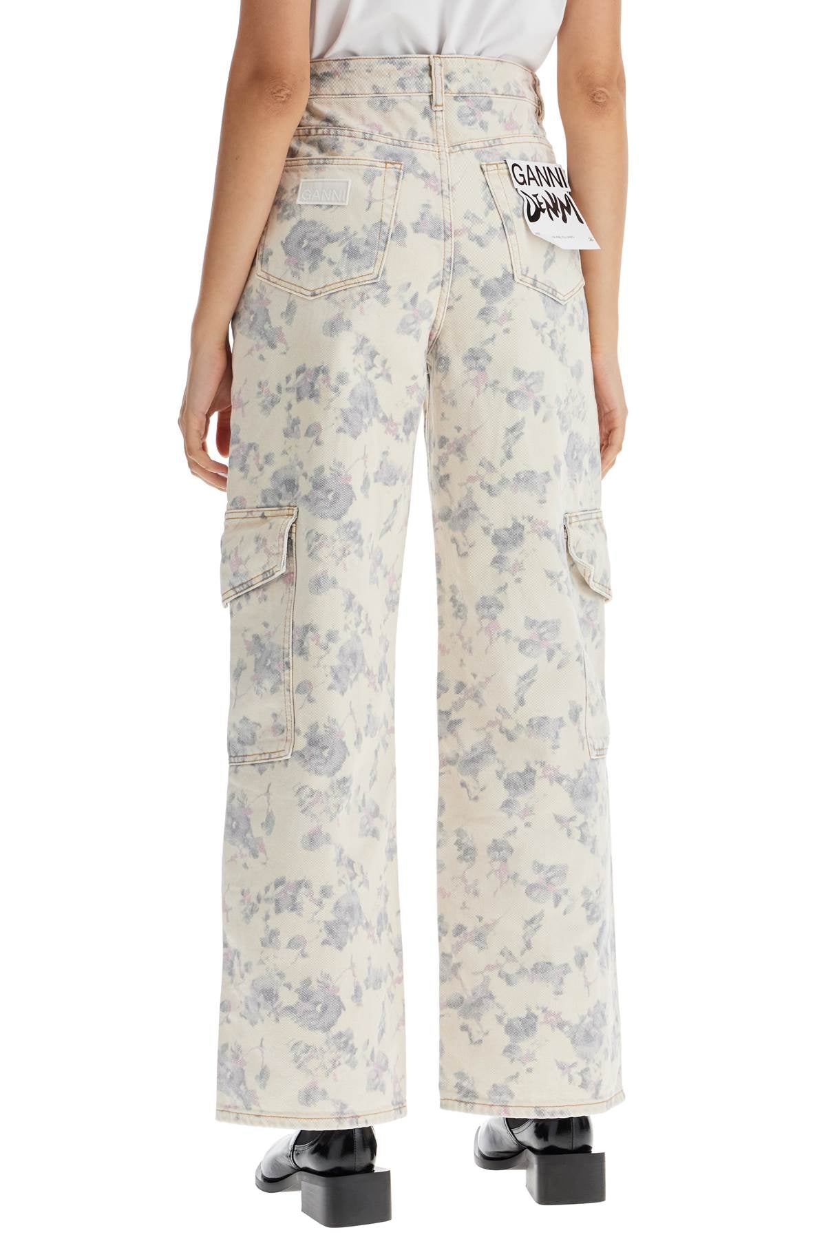 Ganni Printed Floral Print Cargo Jeans