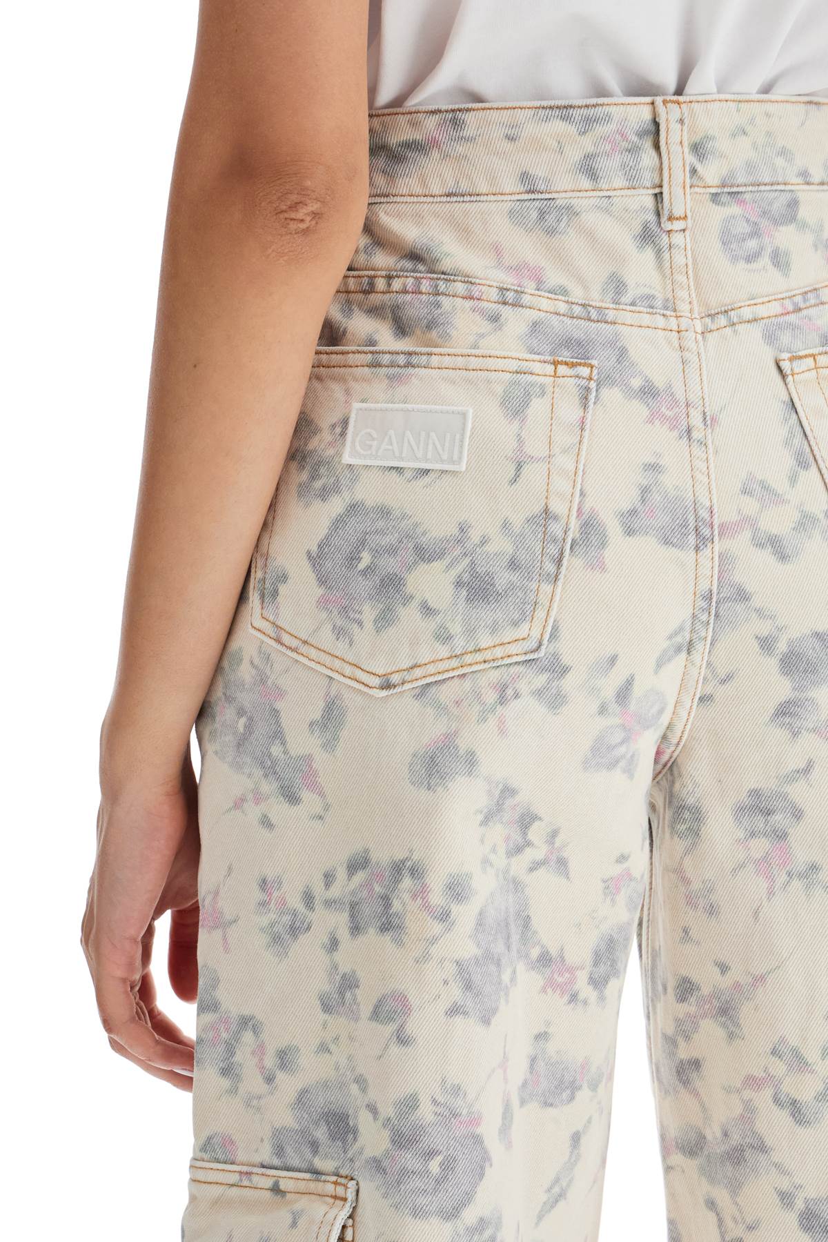 Ganni Printed Floral Print Cargo Jeans