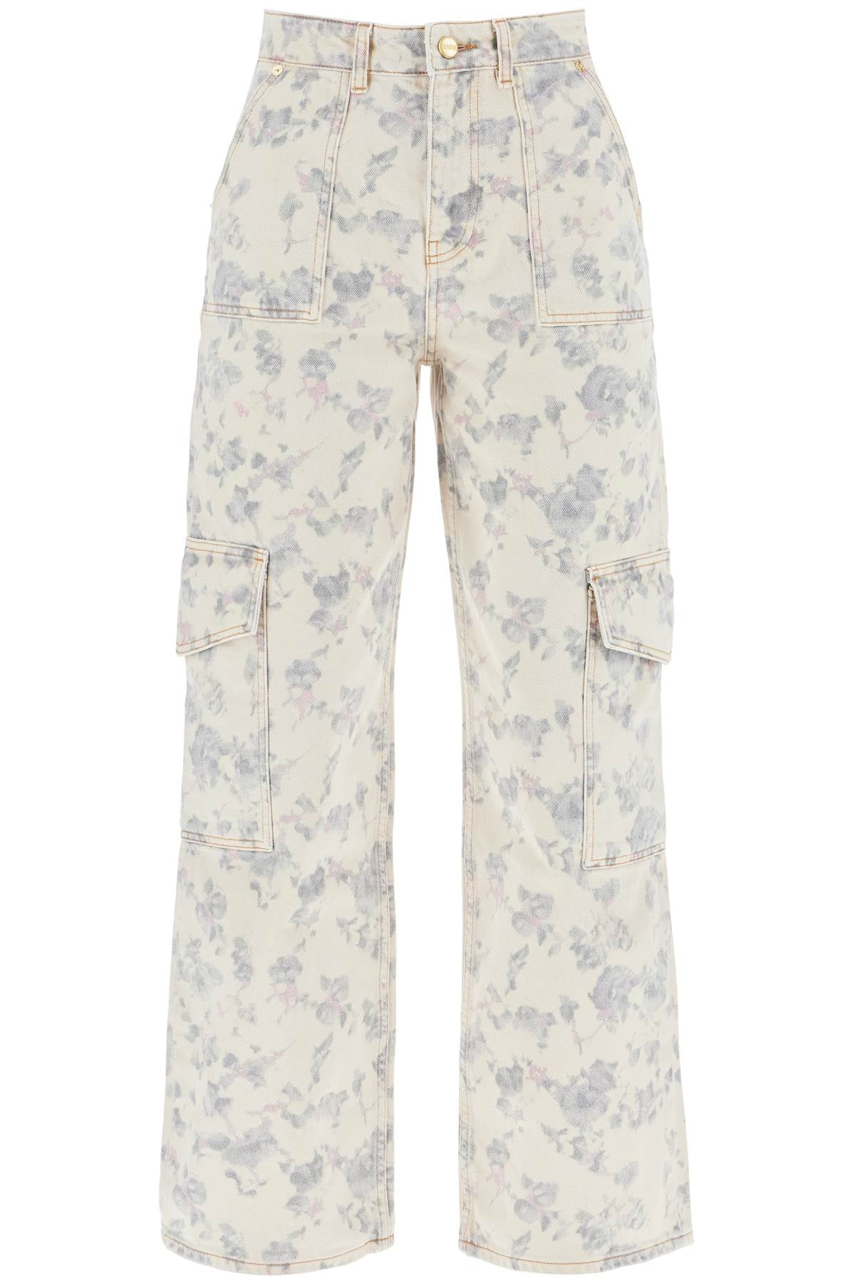 Ganni Printed Floral Print Cargo Jeans