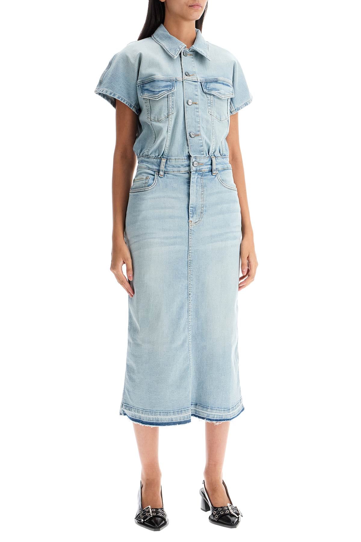 Ganni Stretch Denim Midi Dress
