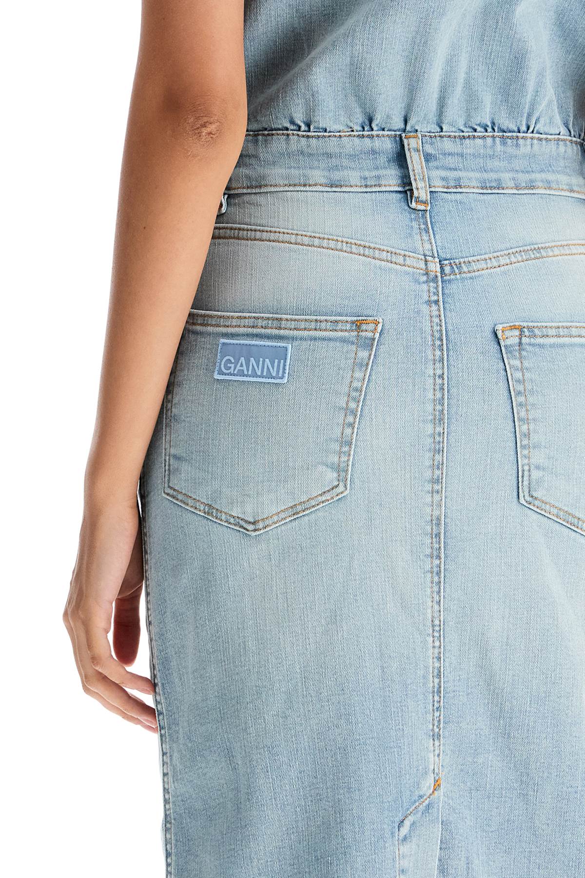 Ganni Stretch Denim Midi Dress