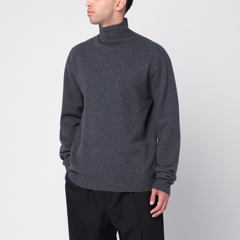 Jil Sander Grey Wool Turtleneck Sweater