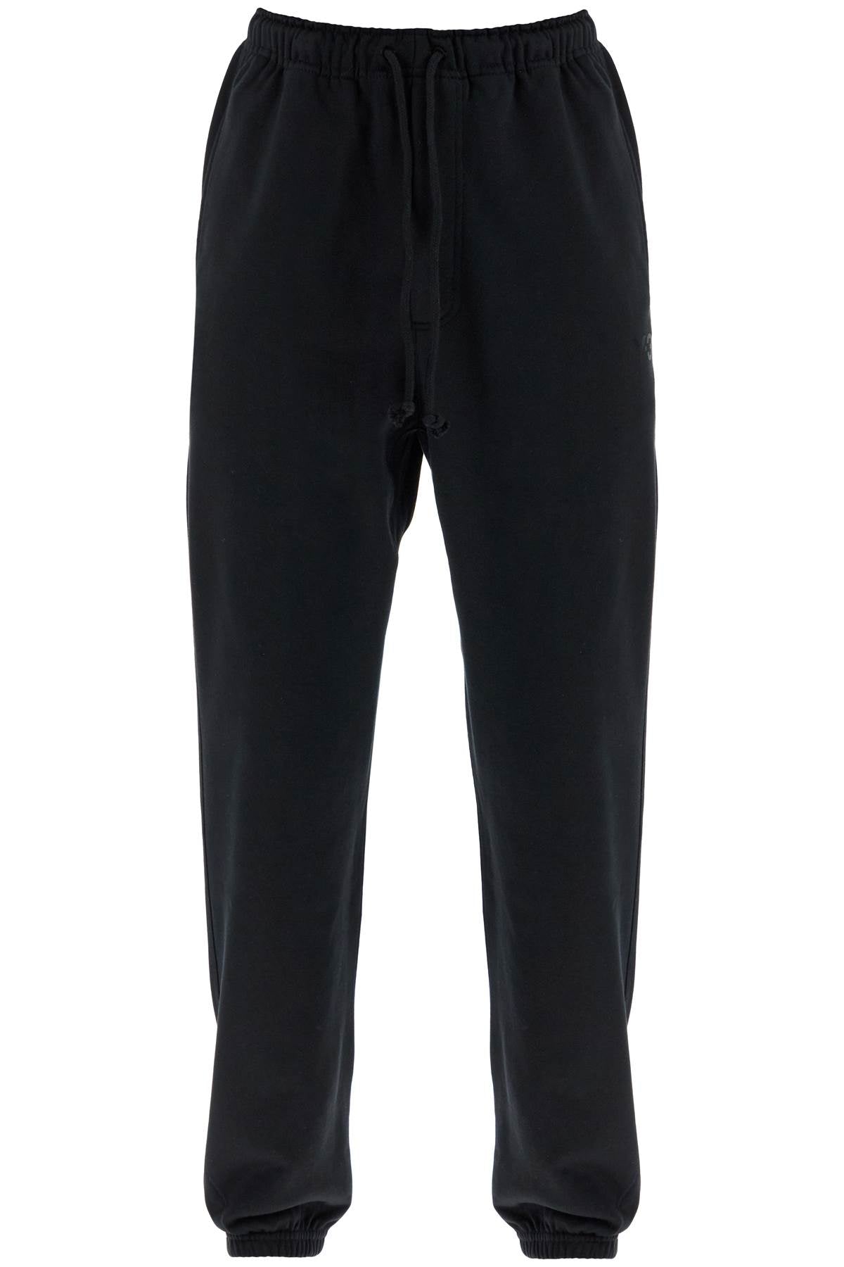 Y-3 Wide Leg High Waist Black Cotton Joggers With Adjustable Drawstring