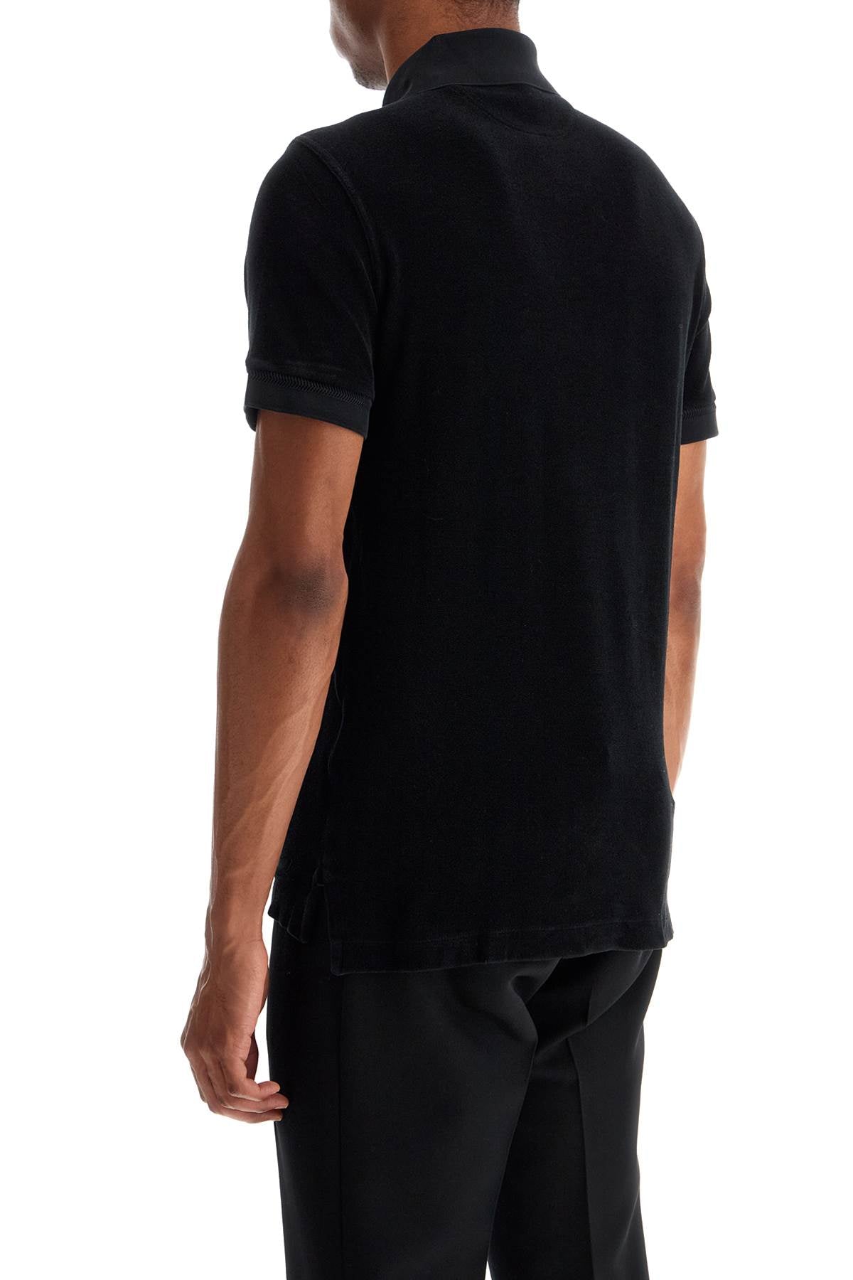 Tom Ford Black Cotton Polo Shirt With Classic Collar