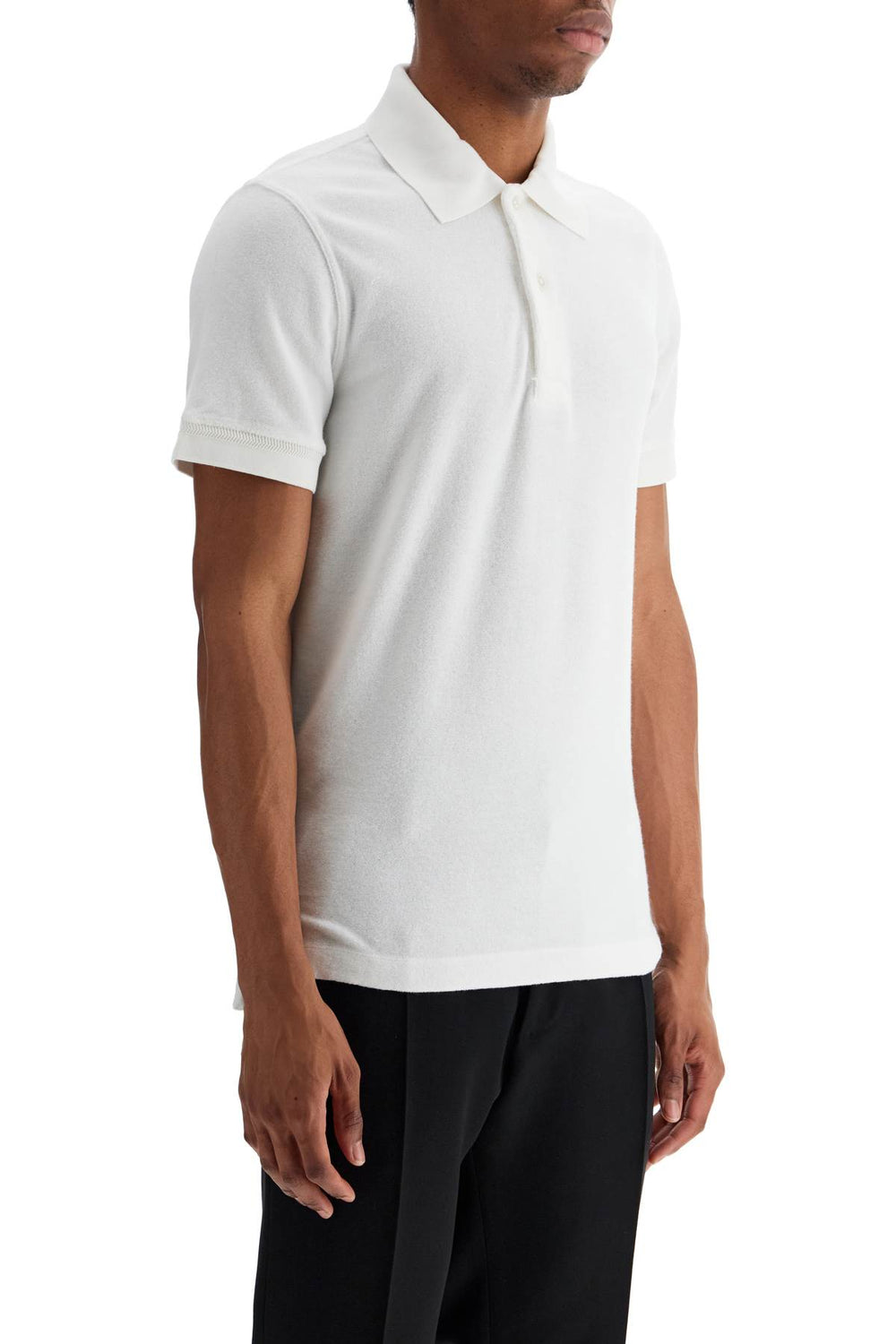 Tom Ford White Cotton Polo Shirt With Classic Collar