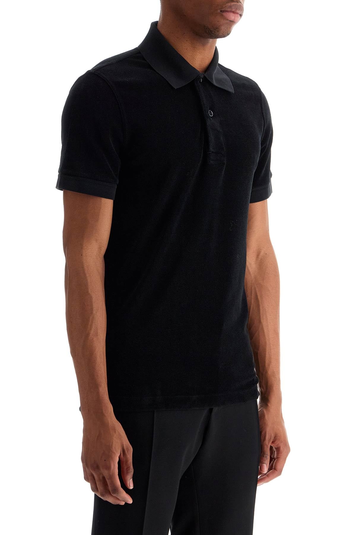 Tom Ford Black Cotton Polo Shirt With Classic Collar