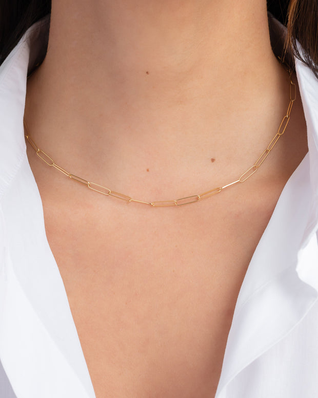 Zoe Lev 14k Gold Paper Clip Chain Necklace
