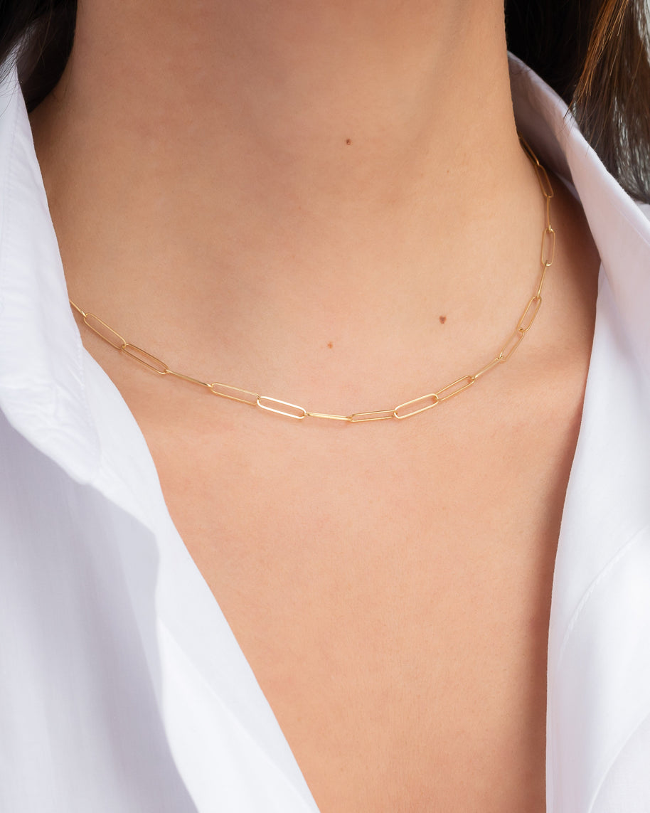 Zoe Lev 14k Gold Paper Clip Chain Necklace
