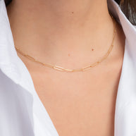 Zoe Lev 14k Gold Paper Clip Chain Necklace