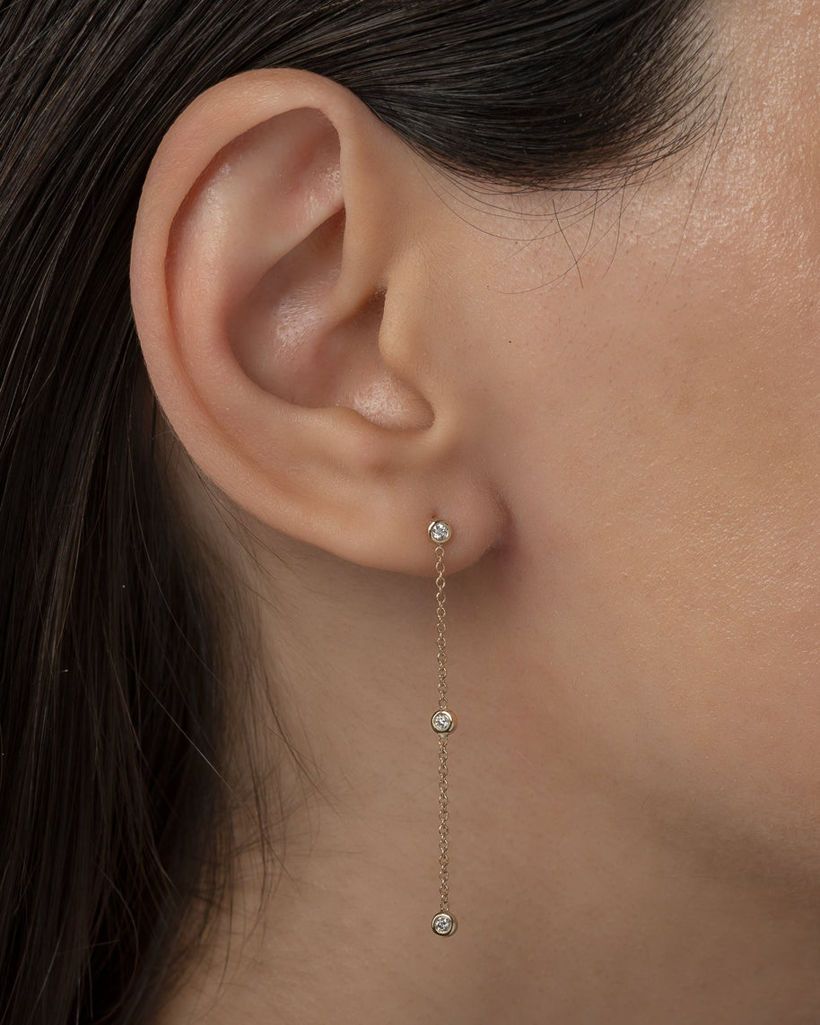 Zoe Lev Triple Bezel Diamond Drop Earrings