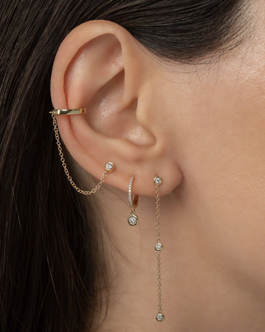 Zoe Lev Triple Bezel Diamond Drop Earrings
