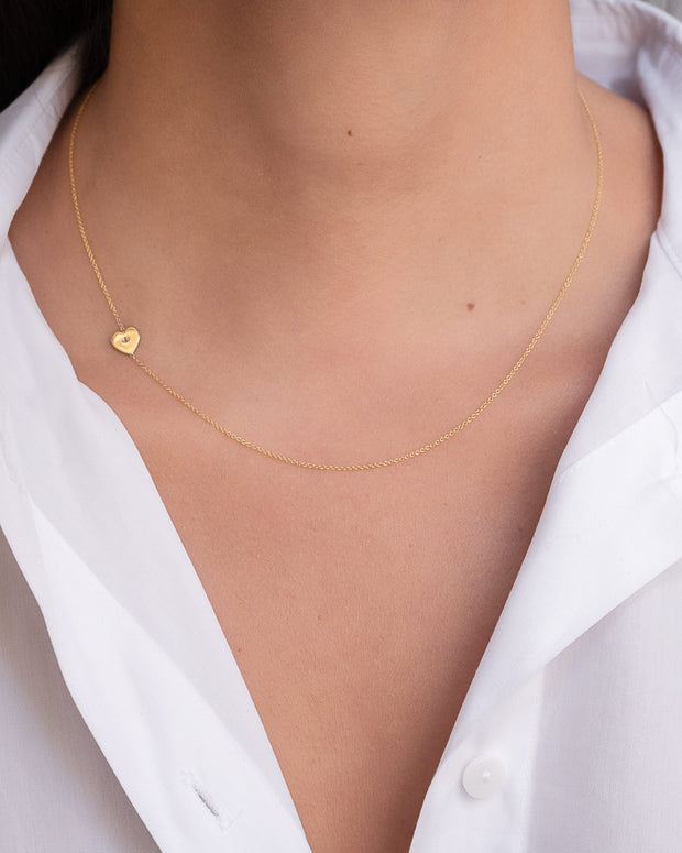 Zoe Lev 14k Gold Diamond Heart Asymmetrical Necklace