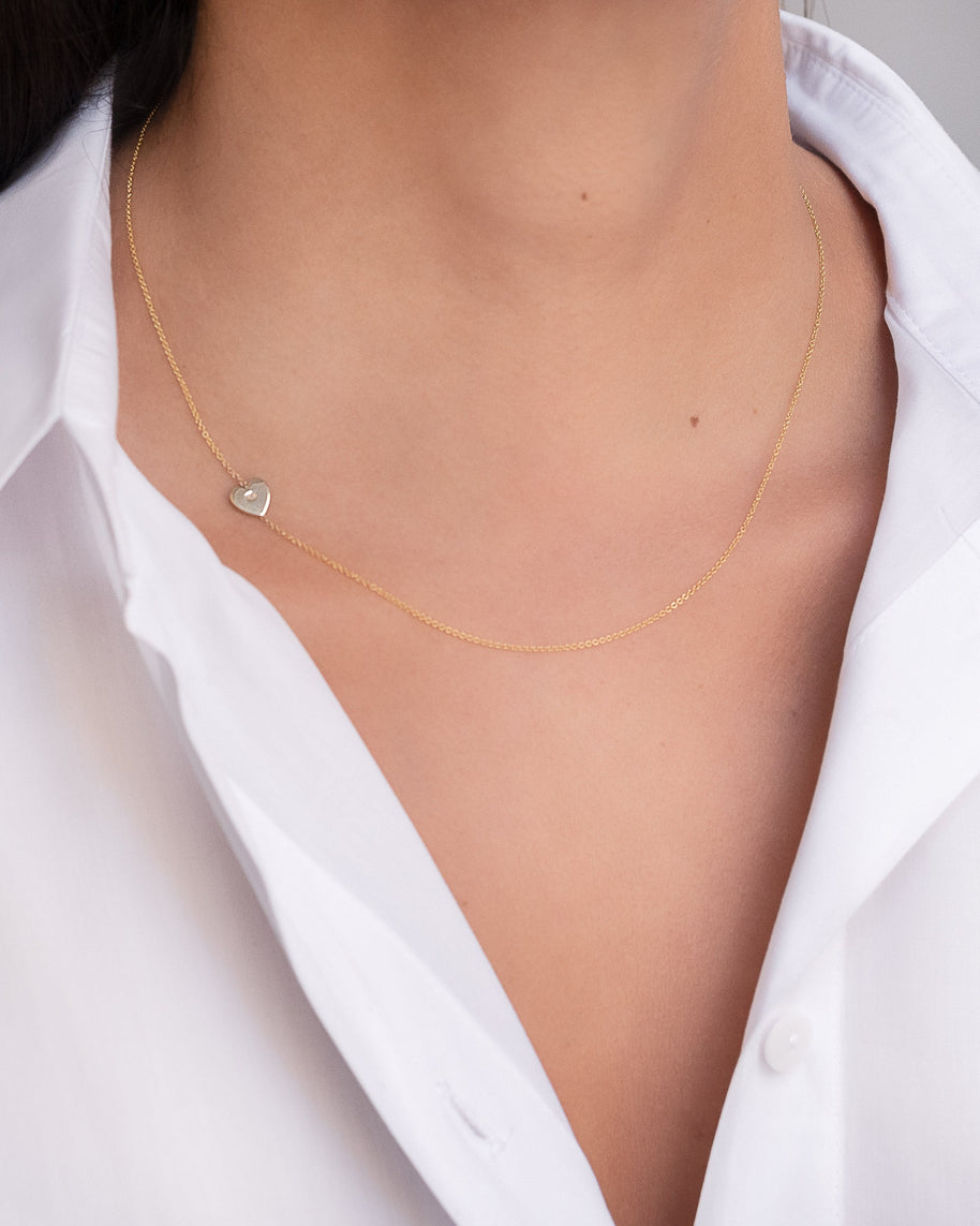 Zoe Lev 14k Gold Diamond Heart Asymmetrical Necklace