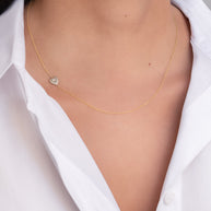Zoe Lev 14k Gold Diamond Heart Asymmetrical Necklace